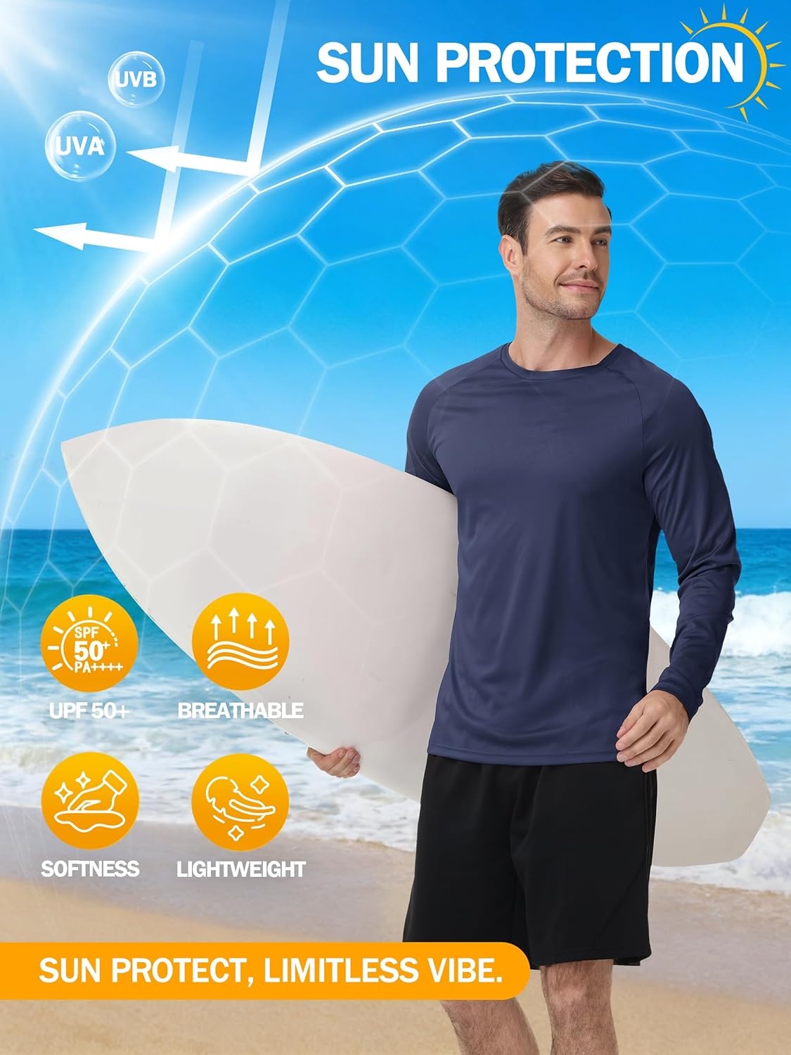 imageZITY 5 Pack Long Sleeve Shirts for Men UPF 50 UV Sun Protection Athletic Shirts for Fishing Running Workout Rash GuardLight BlueWhiteLight GrayDark BlueBlack