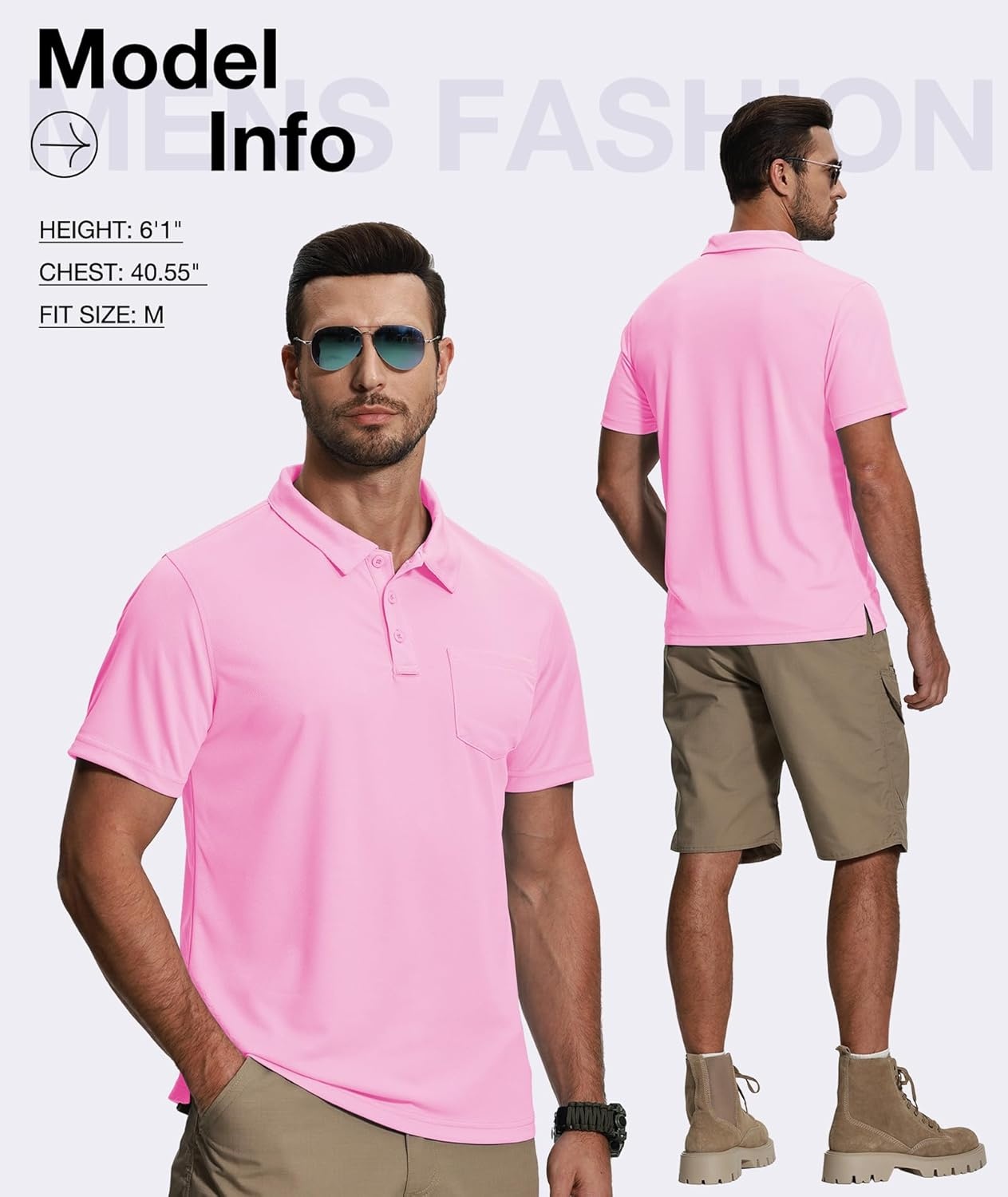 imageZITY 5 Pack Polo Shirts for Men with Pocket Dry Quickly Short Sleeve Athletic Outdoor Work Collared ShirtsPinkwine Reddark Yellowarmy Greenblack