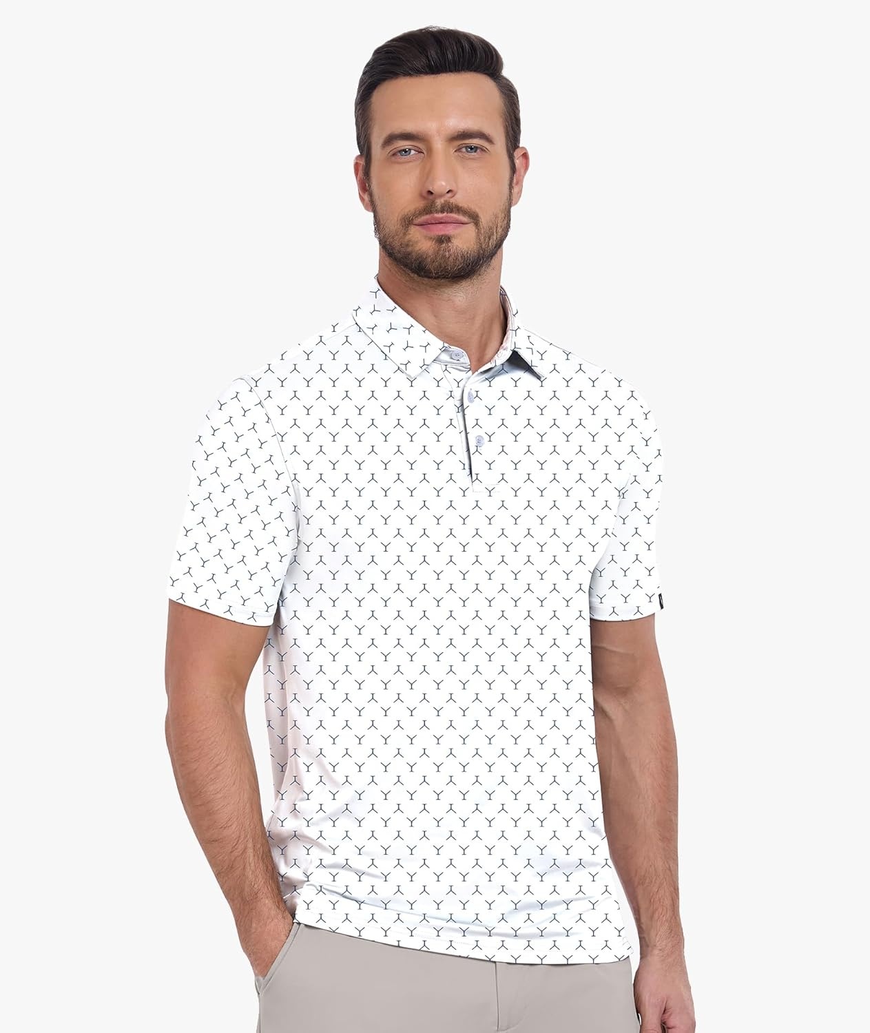 imageZITY Golf Shirts for Men Short Sleeve Print Polo Shirt Moisture Wicking Regular Fit Casual Beach PoloWhite Wine Glass