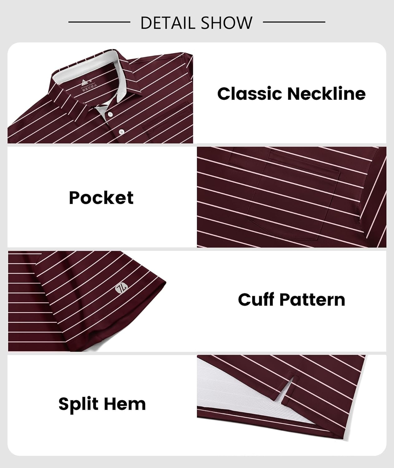 imageZITY Men Golf Polo Shirts Short Sleeve Striped UPF 50 Moisture Wicking Casual Collared Print TShirt for MenZ Red Striped