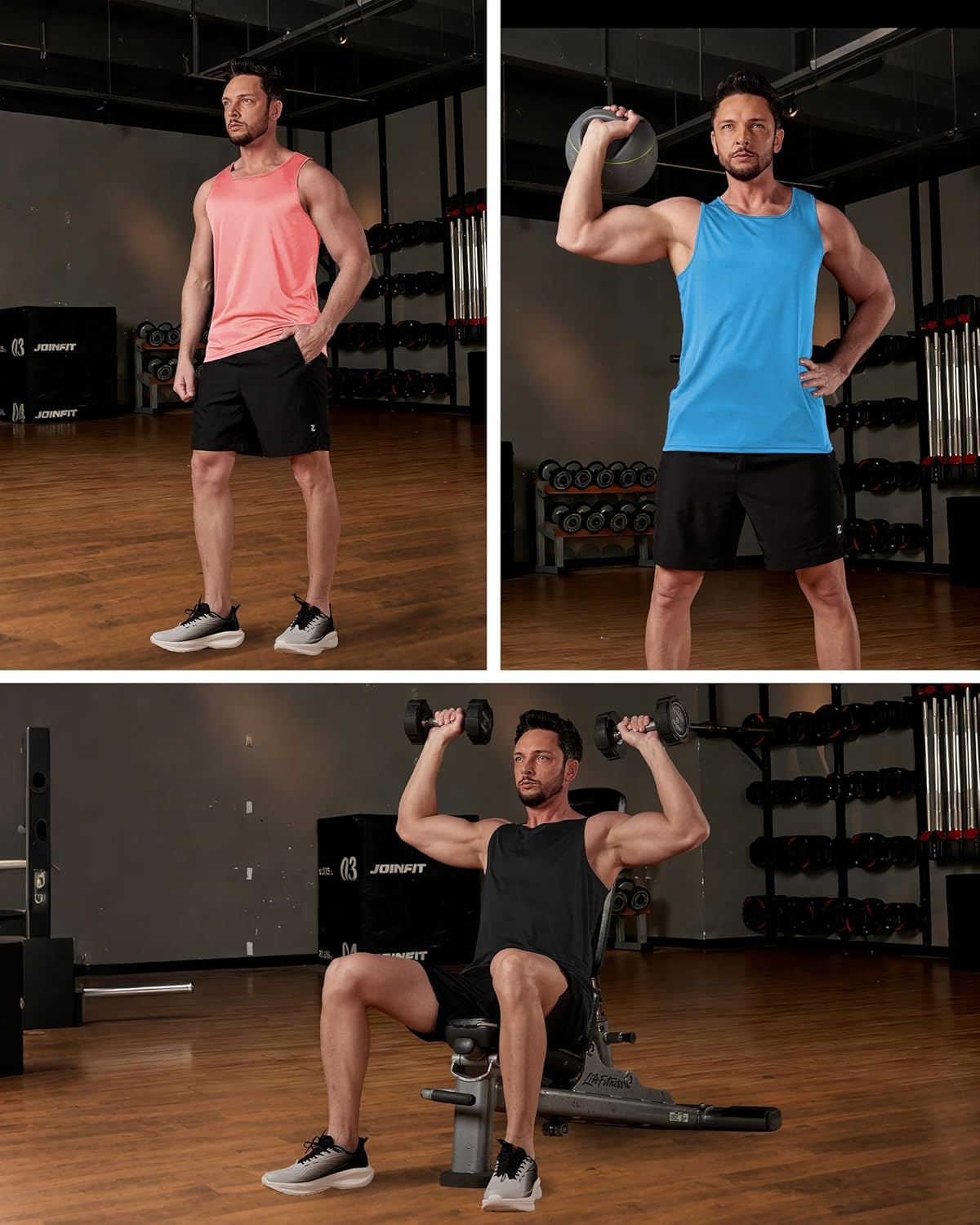 imageZITY Men Muscle Shirts UPF 50 Tank 3 Pack Fast Dry Undershirt Breathable Workout Athletic UV Protection Sleeveless Tank Top