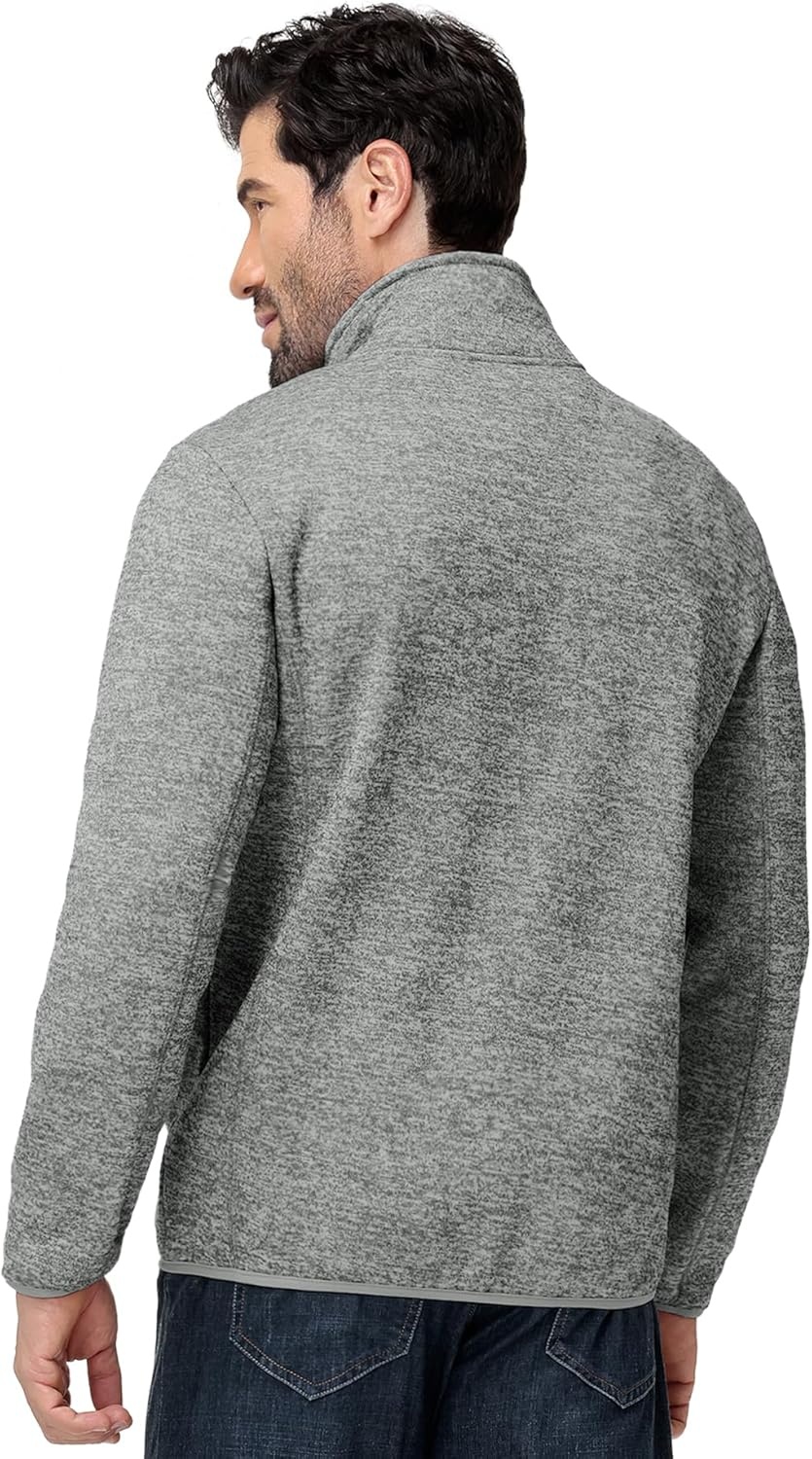 imageZITY Mens Quarter Zip Pullover Mock Neck Fleece Lined Thermal Sweatshirt with Pocket Polo SweatersLight Grey