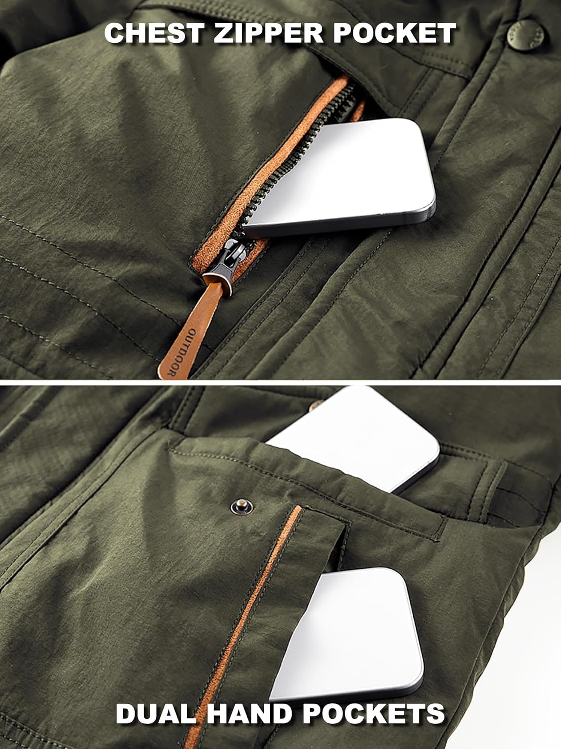 imageZITY Mens Winter Jacket Fleece Lined Hooded Parka Heavyweight Warm Insulated Coat Windproof amp WaterproofArmy Green