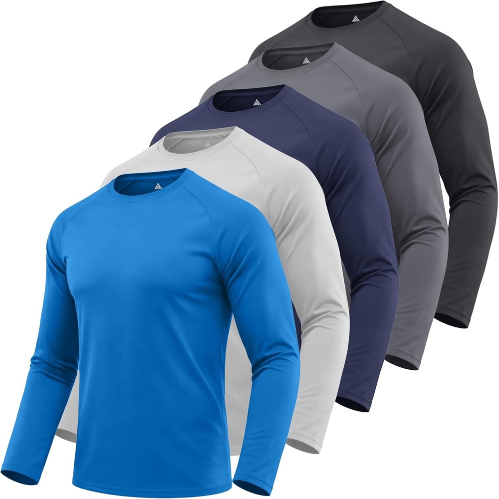 imageZITY 5 Pack Long Sleeve Shirts for Men UPF 50 UV Sun Protection Athletic Shirts for Fishing Running Workout Rash GuardCeruleanLight GrayDark BlueBlackDark Gray