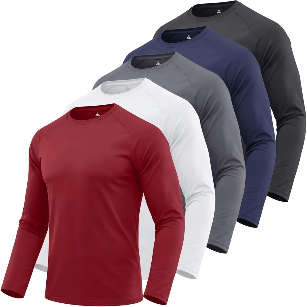 imageZITY 5 Pack Long Sleeve Shirts for Men UPF 50 UV Sun Protection Athletic Shirts for Fishing Running Workout Rash GuardDark GrayDark BlueWhiteDark RedBlack
