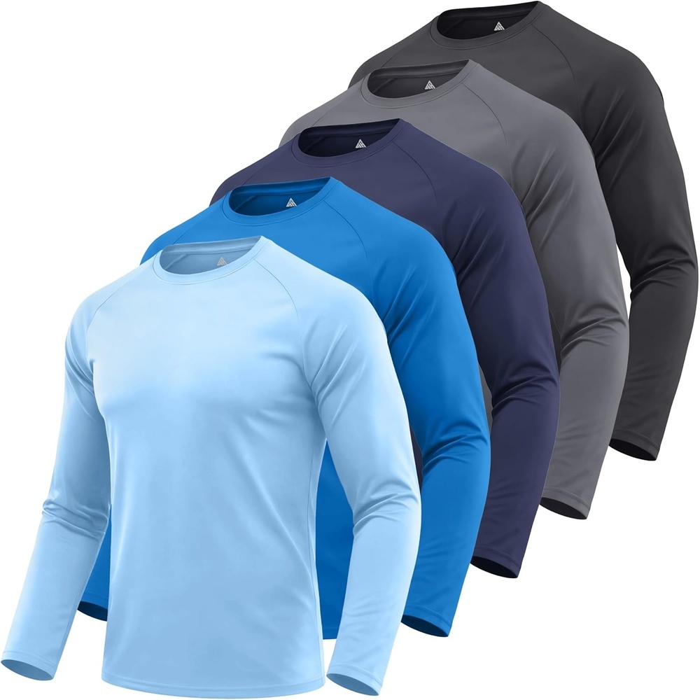 imageZITY 5 Pack Long Sleeve Shirts for Men UPF 50 UV Sun Protection Athletic Shirts for Fishing Running Workout Rash GuardLight BlueCeruleanDark BlueDark GrayBlack