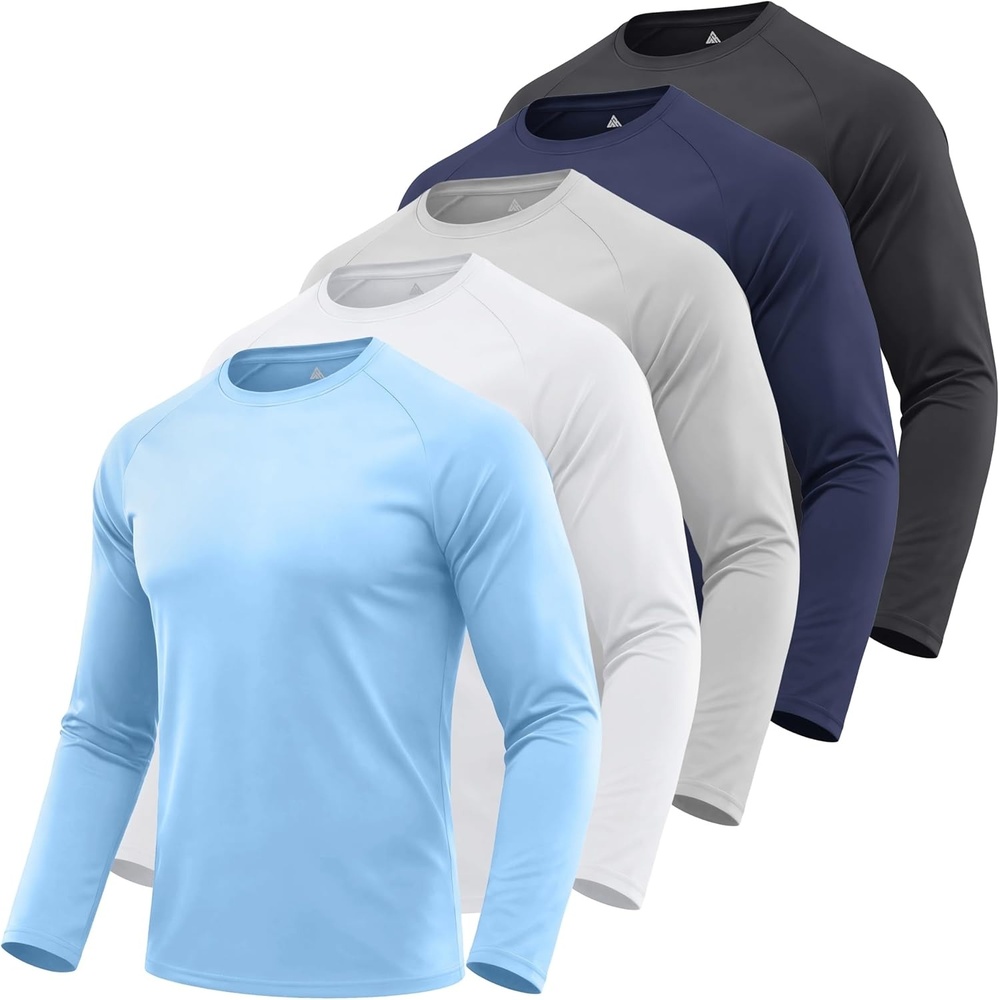 imageZITY 5 Pack Long Sleeve Shirts for Men UPF 50 UV Sun Protection Athletic Shirts for Fishing Running Workout Rash GuardLight BlueWhiteLight GrayDark BlueBlack