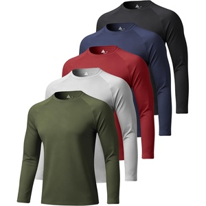 ZITY 5 Pack Long Sleeve Shirts for Men UPF 50+ Sun Protection Fast Dry Lightweight Fishing Swim Rash Guard Workout Shirt(5 Pack-burgundy/Army Green/Light Grey/Dark Blue/Black)