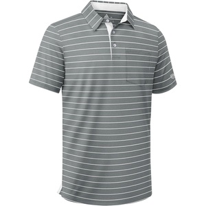 ZITY Men Golf Polo Shirts Short Sleeve Striped UPF 50+ Moisture Wicking Casual Collared Print T-Shirt for Men(Z Grey Striped)