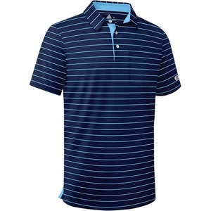 ZITY Men Golf Polo Shirts Short Sleeve Striped UPF 50+ Moisture Wicking Casual Collared Print T-Shirt for Men(Z Navy Striped)