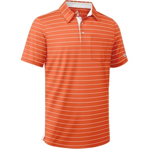ZITY Men Golf Polo Shirts Short Sleeve Striped UPF 50+ Moisture Wicking Casual Collared Print T-Shirt for Men(Z Orange Striped)