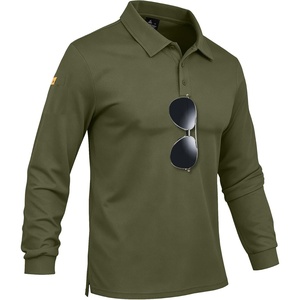 ZITY Men’s Polo Shirts Tactical Lightweight Moisture Wicking Long Sleeve Golf Sports Performance Shirts Work Tee(Army Green)