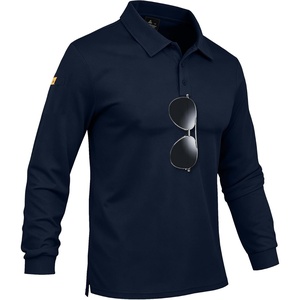 ZITY Men’s Polo Shirts Tactical Lightweight Moisture Wicking Long Sleeve Golf Sports Performance Shirts Work Tee(Blue)