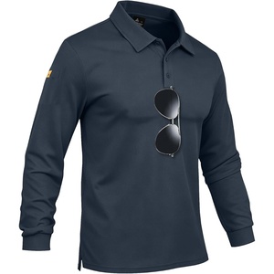 ZITY Men’s Polo Shirts Tactical Lightweight Moisture Wicking Long Sleeve Golf Sports Performance Shirts Work Tee(Gray)