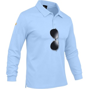 ZITY Men’s Polo Shirts Tactical Lightweight Moisture Wicking Long Sleeve Golf Sports Performance Shirts Work Tee(Moon Blue)