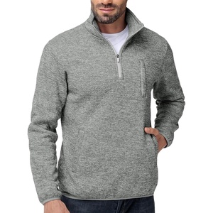 ZITY Men’s Quarter Zip Pullover Mock Neck Fleece Lined Thermal Sweatshirt with Pocket Polo Sweaters(Light Grey)