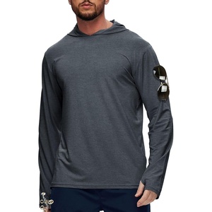 ZITY Men’s UPF 50+ Hoodie Shirts Long Sleeve Sun Protection Athletic Lightweight Rash Guard for Fishing Hiking Workout(Heather Dark Grey)