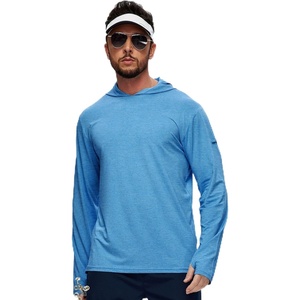 ZITY Men’s UPF 50+ Hoodie Shirts Long Sleeve Sun Protection Athletic Lightweight Rash Guard for Fishing Hiking Workout(Z-light Blue)