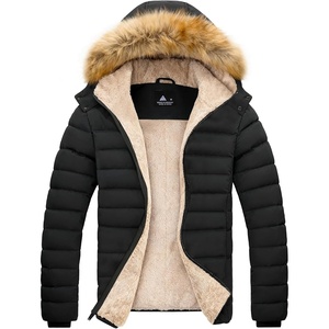 ZITY Mens Winter Jackets Sherpa Lined Coats Insulated Water-Resistant Fleece Jacket with Detachable Hood Warm Puffer Parka(Black)