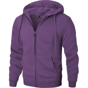 ZITY Men’s Zip Up Hoodie Heavyweight Winter Sweatshirt Fleece Sherpa Lined Warm Jacket(Jet Purple)