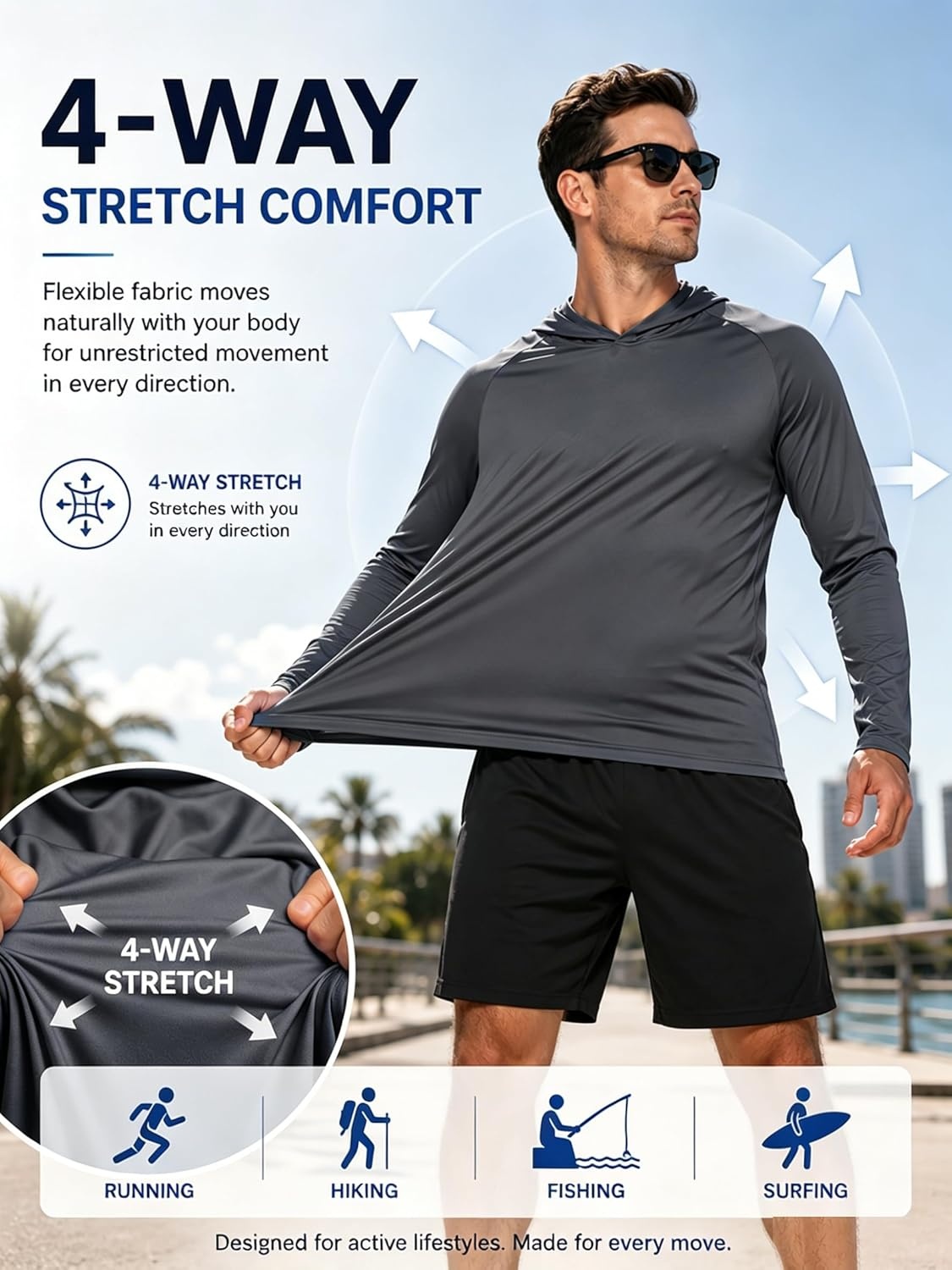 image:imageZITY 3 Pack Mens Sun Protection Hoodie Shirt Fishing Shirts for Men UPF 50 Long Sleeve Shirt Lightweight Rash Guard3 Pack Burgundy Olive Night Dark Gray