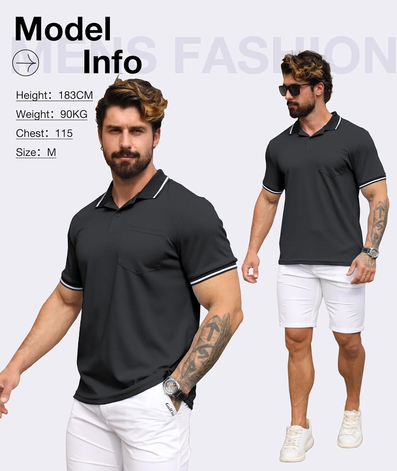 image:imageZITY 6 Pack Men Polo Shirts Short Sleeve with Pocket Wicking Shirts for Men Casual Collared TShirtsSix Yellow Orange Winered Navy Darkgray Black
