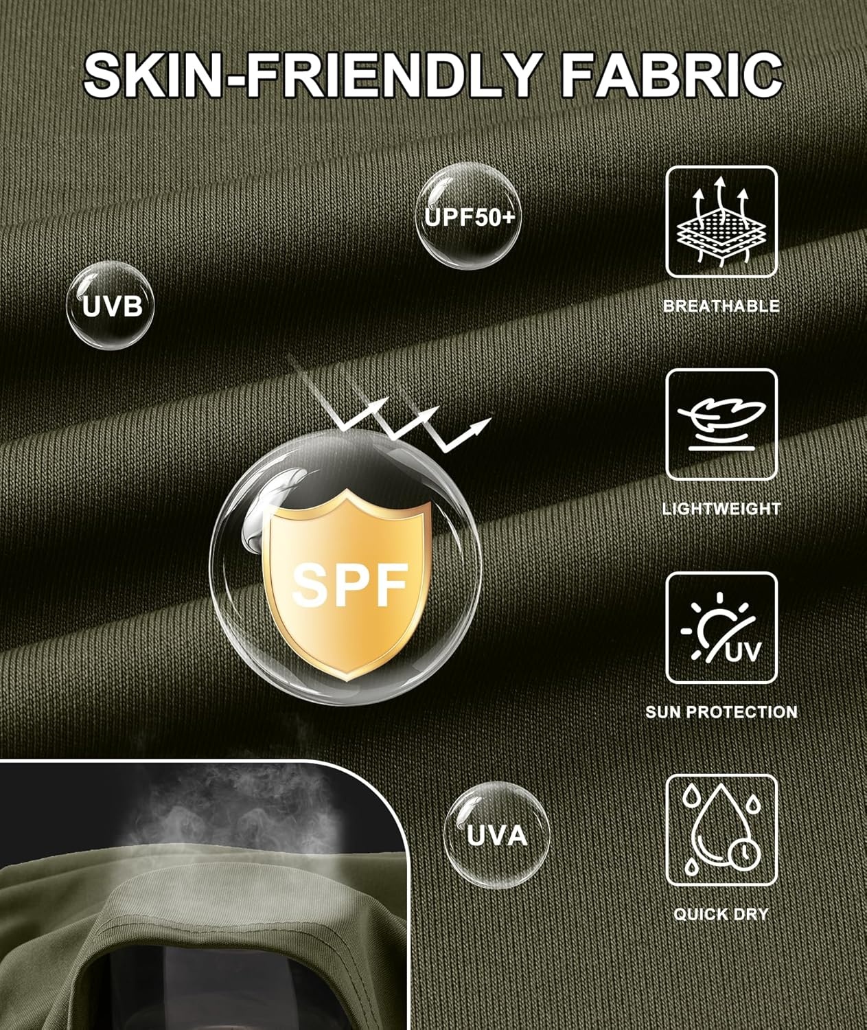 image:imageZITY Fishing Shirts for Men UPF 50 Sun Protection Hoodie Long Sleeve Rash Guard Lightweight Quick Dry UV ShirtArmy Green