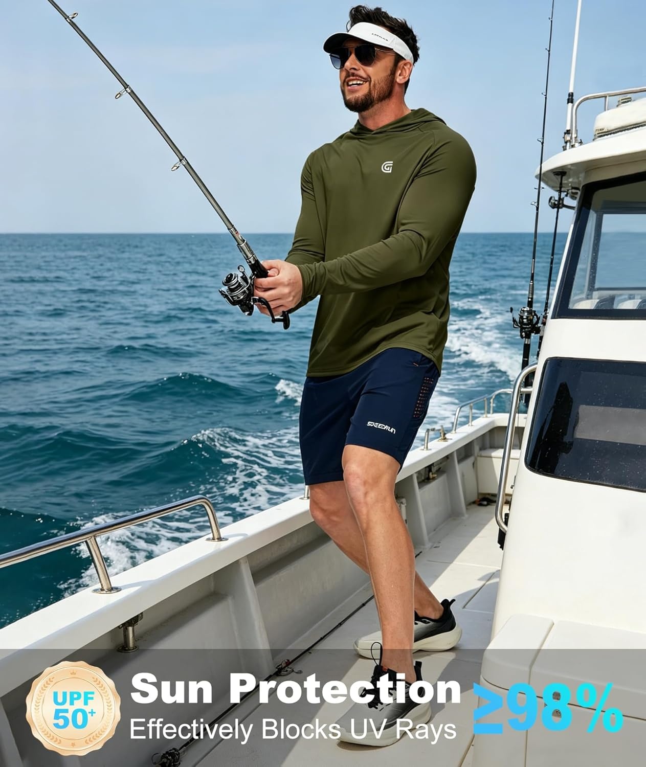 image:imageZITY Fishing Shirts for Men UPF 50 Sun Protection Hoodie Long Sleeve Rash Guard Lightweight Quick Dry UV ShirtArmy Green