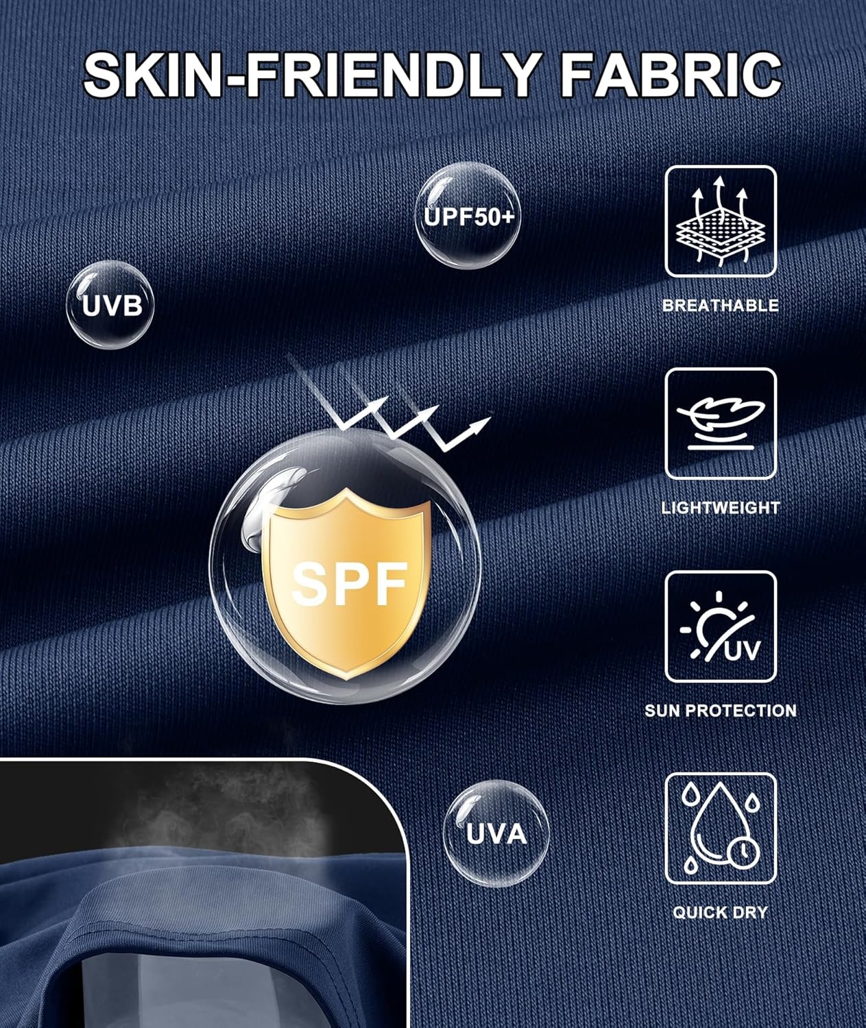 image:imageZITY Fishing Shirts for Men UPF 50 Sun Protection Hoodie Long Sleeve Rash Guard Lightweight Quick Dry UV ShirtDark Blue