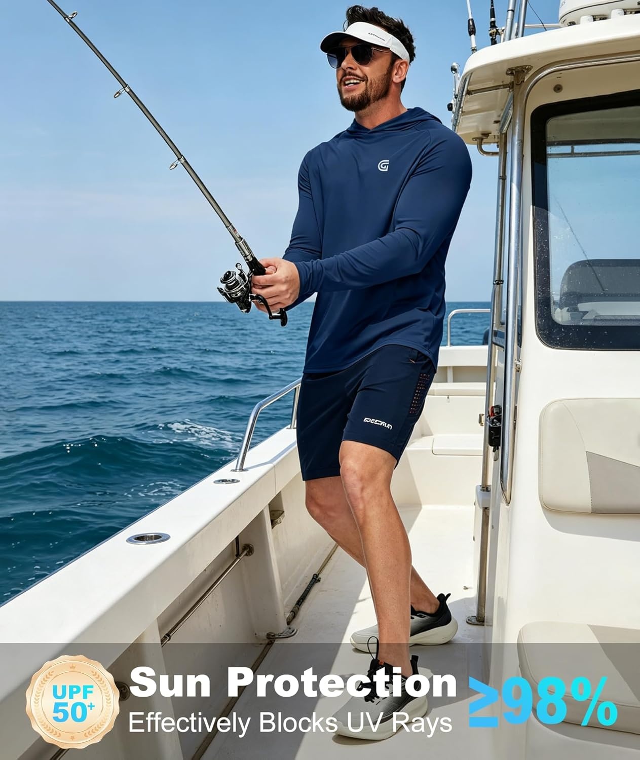 image:imageZITY Fishing Shirts for Men UPF 50 Sun Protection Hoodie Long Sleeve Rash Guard Lightweight Quick Dry UV ShirtDark Blue