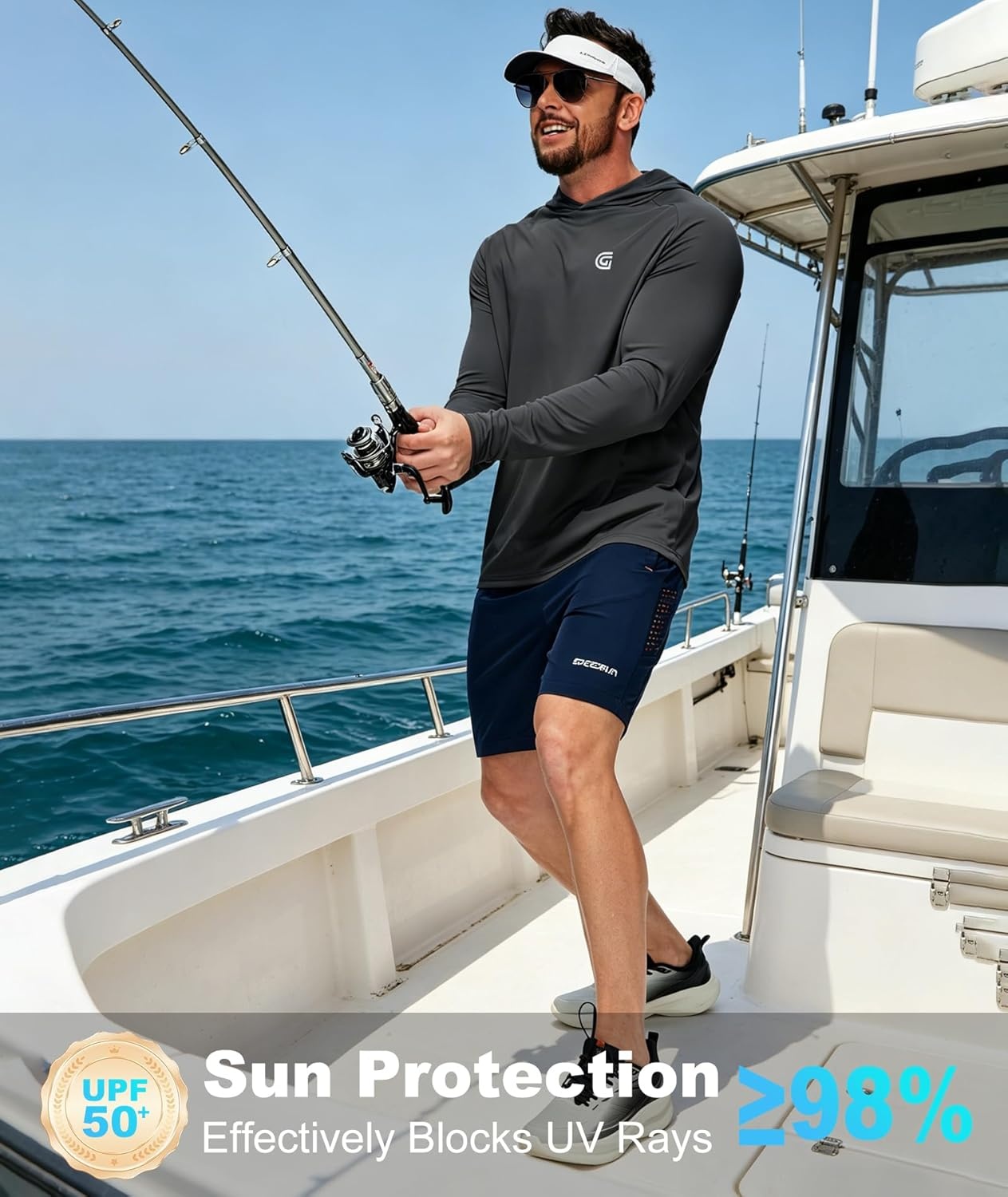 image:imageZITY Fishing Shirts for Men UPF 50 Sun Protection Hoodie Long Sleeve Rash Guard Lightweight Quick Dry UV ShirtDark Grey