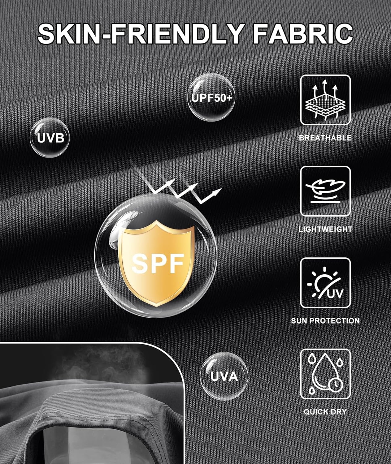image:imageZITY Fishing Shirts for Men UPF 50 Sun Protection Hoodie Long Sleeve Rash Guard Lightweight Quick Dry UV ShirtDark Grey