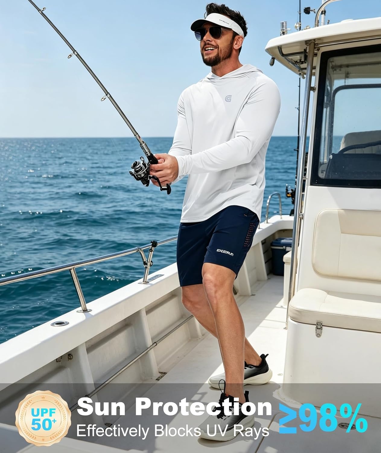 image:imageZITY Fishing Shirts for Men UPF 50 Sun Protection Hoodie Long Sleeve Rash Guard Lightweight Quick Dry UV ShirtWhite