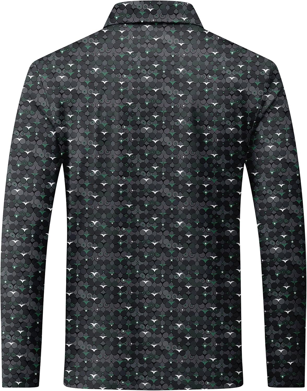 image:imageZITY Long Sleeve Polo Shirts for Men Print Golf Shirts UPF 50 Lightweight Casual Collared Shirts for Men Work Fish OutdoorDark Green Snakeskin