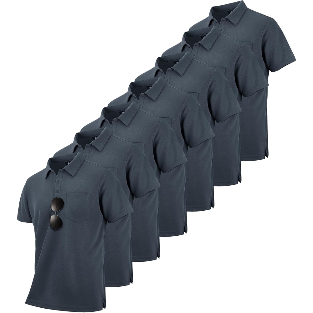 image:imageZITY 7 Pack Mens Polo Shirts with Pocket Moisture Wicking Short Sleeve Outdoor Golf Athletic Work Multipack ShirtsZgray