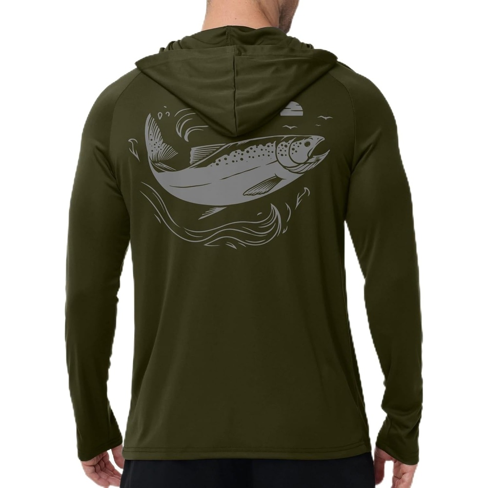 image:imageZITY Fishing Shirts for Men UPF 50 Sun Protection Hoodie Long Sleeve Rash Guard Lightweight Quick Dry UV ShirtArmy Green