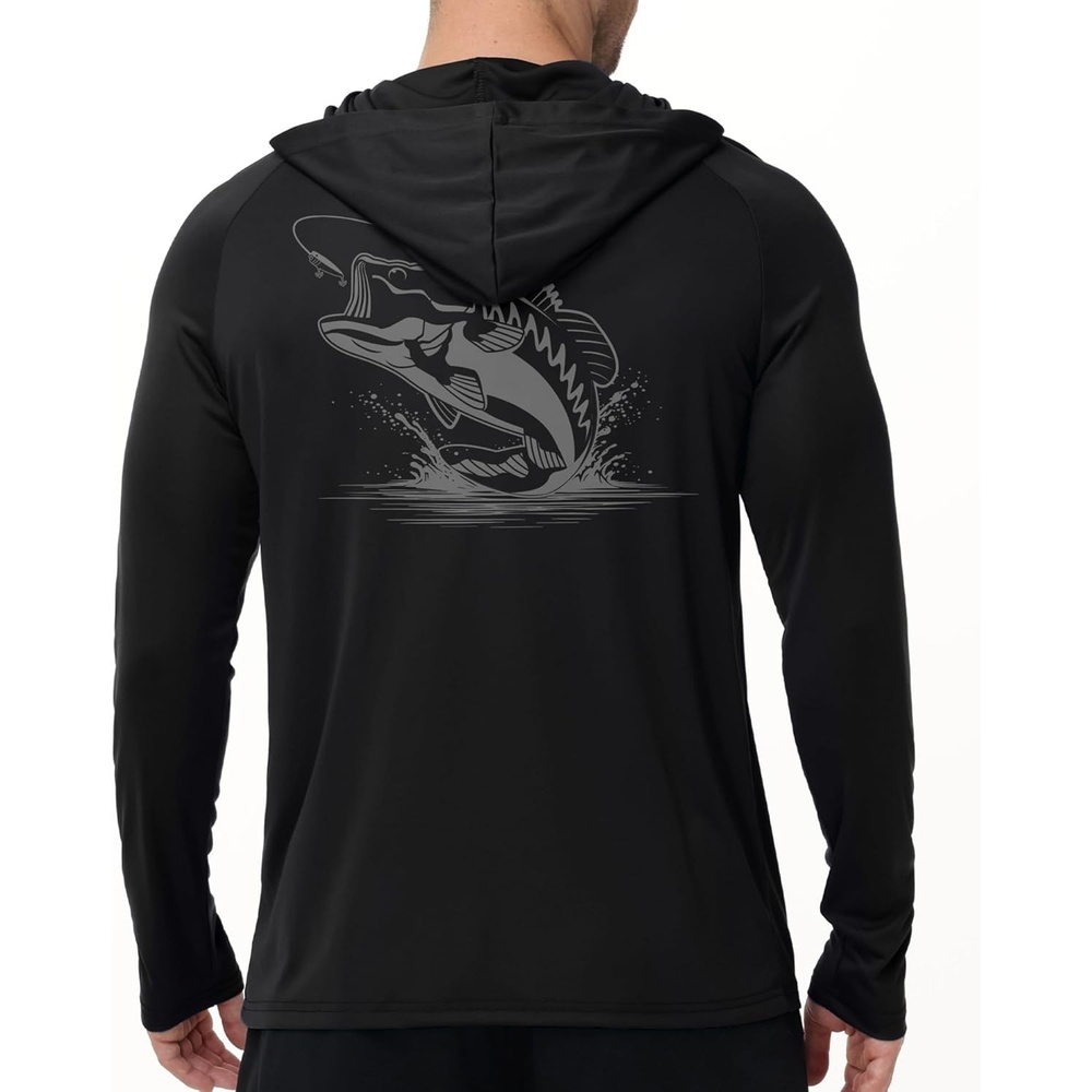 image:imageZITY Fishing Shirts for Men UPF 50 Sun Protection Hoodie Long Sleeve Rash Guard Lightweight Quick Dry UV ShirtBlack