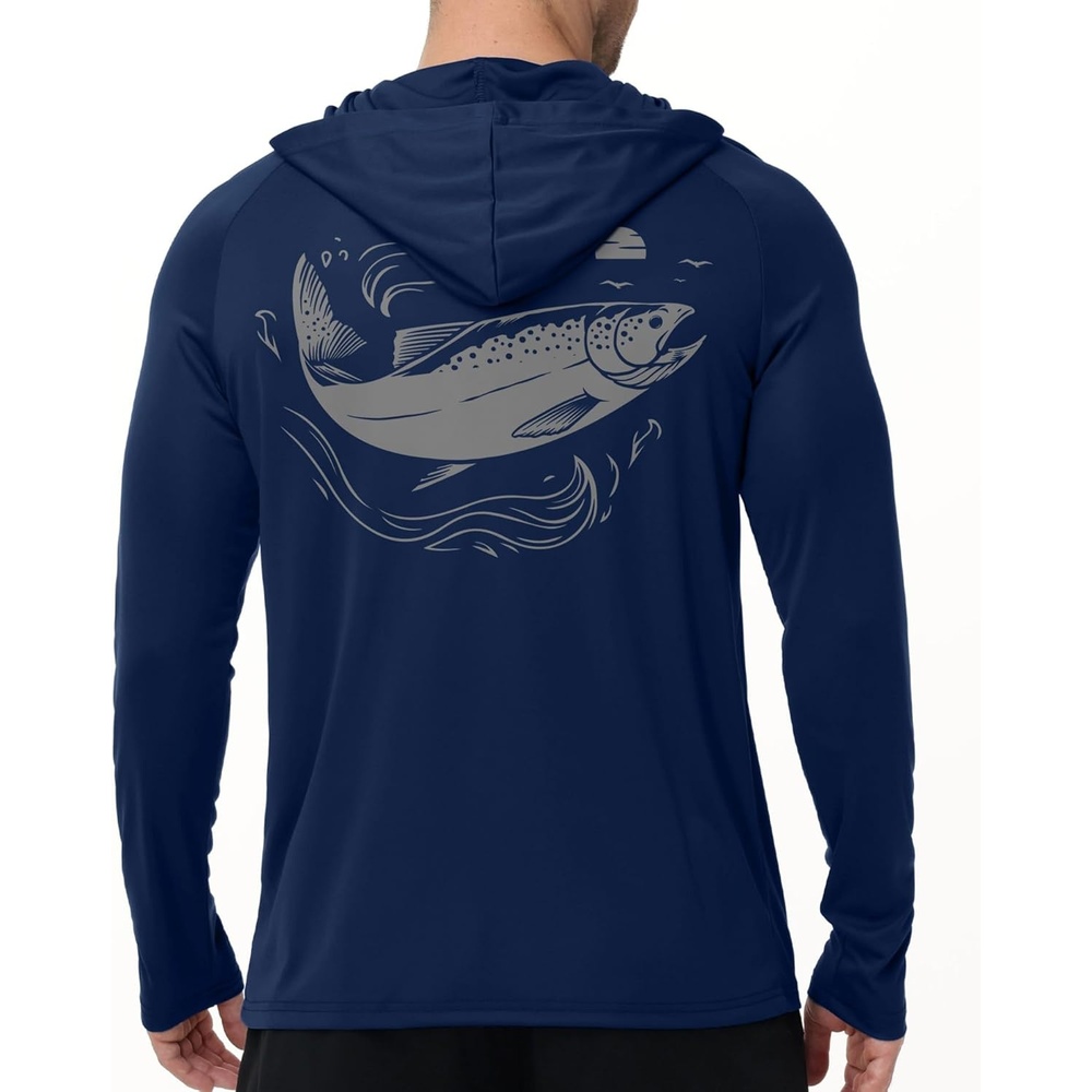 image:imageZITY Fishing Shirts for Men UPF 50 Sun Protection Hoodie Long Sleeve Rash Guard Lightweight Quick Dry UV ShirtDark Blue