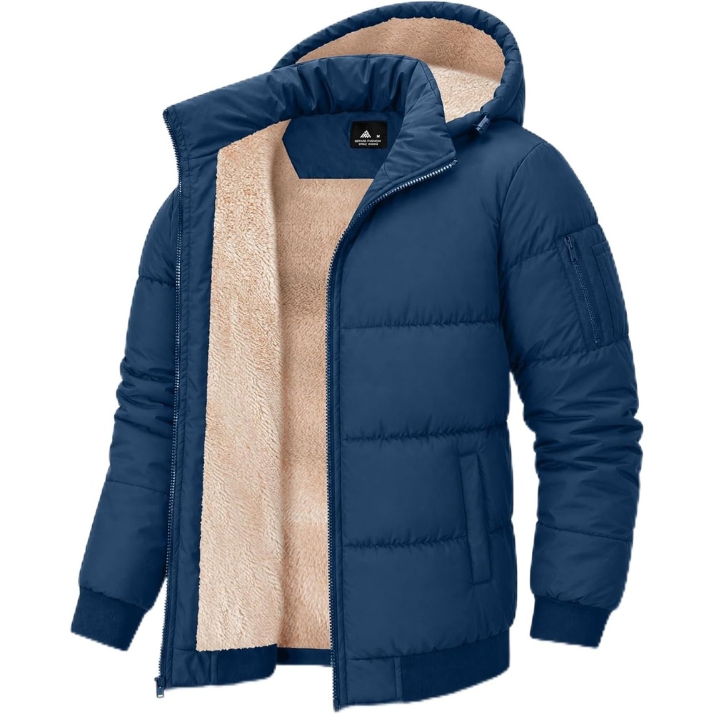 image:imageZITY Mens Winter Jackets Warm Puffer Coat Sherpa Fleece Parka WaterResistant Heavyweight Insulated Jacket with HoodDark Blue