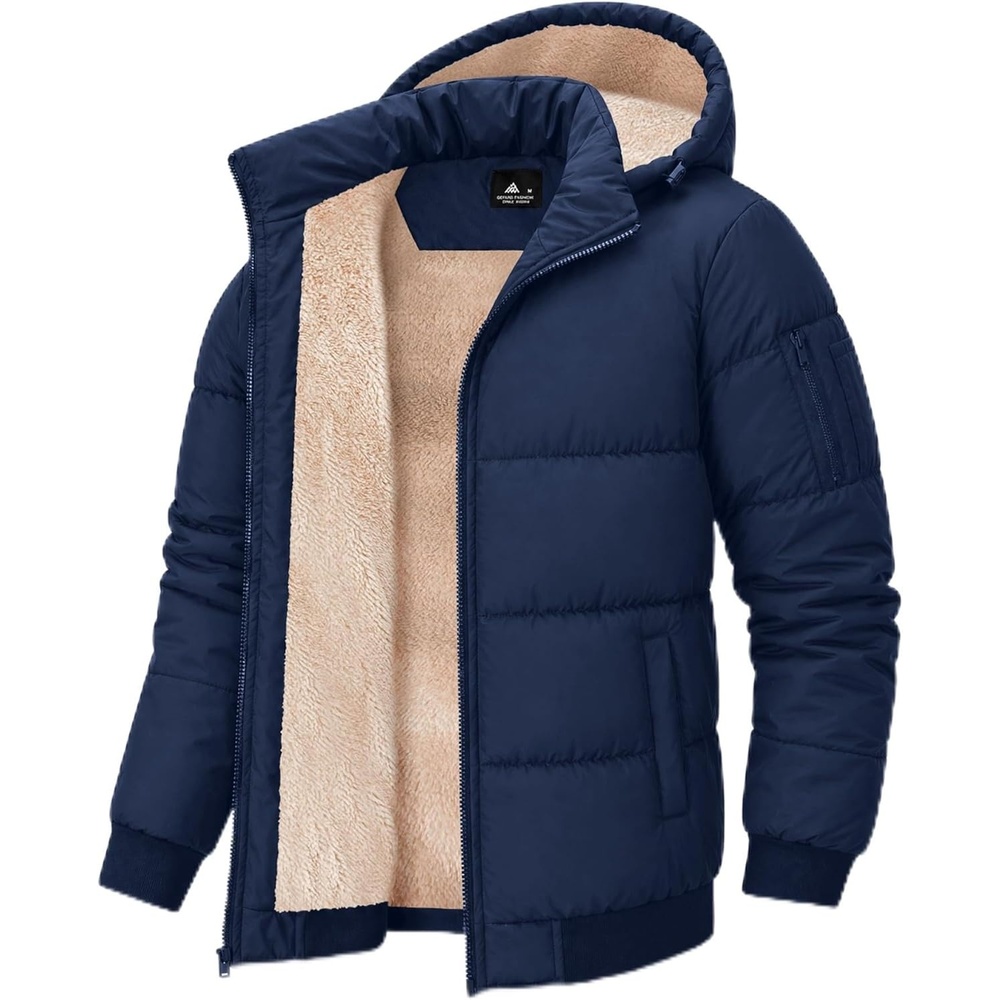 image:imageZITY Mens Winter Jackets Warm Puffer Coat Sherpa Fleece Parka WaterResistant Heavyweight Insulated Jacket with HoodNavy