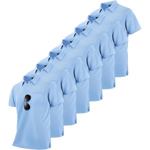ZITY 7 Pack Mens Polo Shirts with Pocket Moisture Wicking Short Sleeve Outdoor Golf Athletic Work Multipack Shirts(Z-light Blue)