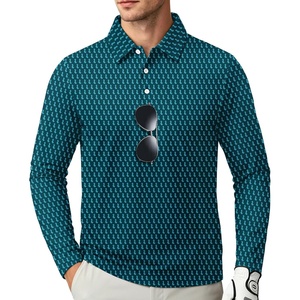 ZITY Long Sleeve Polo Shirts for Men Print Golf Shirts UPF 50+ Lightweight Casual Collared Shirts for Men Work Fish Outdoor(Blue Green Seahorse)