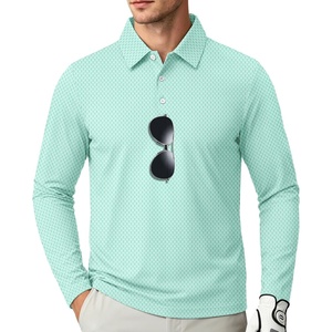 ZITY Long Sleeve Polo Shirts for Men Print Golf Shirts UPF 50+ Lightweight Casual Collared Shirts for Men Work Fish Outdoor(Light Green Pineapple)