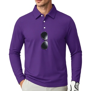 ZITY Long Sleeve Polo Shirts for Men Print Golf Shirts UPF 50+ Lightweight Casual Collared Shirts for Men Work Fish Outdoor(Purple Circle)