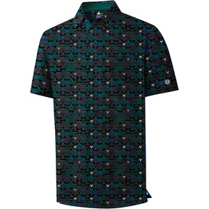 ZITY Men’s Golf Polo Shirt Short Sleeve Performance Moisture Wicking Collared Print Shirt for Golf and Casual Wear(Lake Blue)
