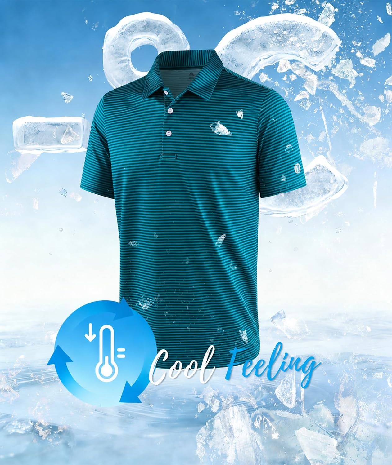 image:imageZITY 3 Pack Golf Shirts for Men Short Sleeve UPF 50 Performance Moisture Wicking Casual Striped Collared Polo ShirtsDark Blue Green Striped