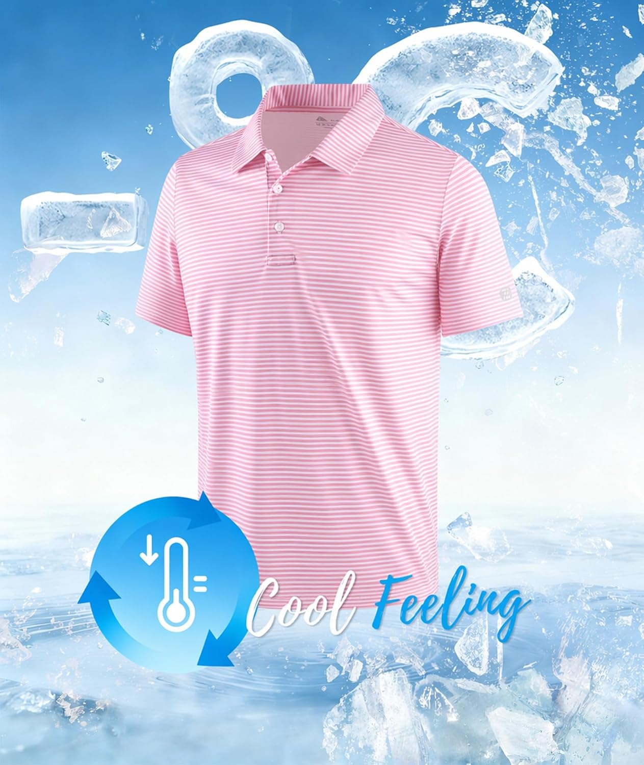 image:imageZITY 3 Pack Golf Shirts for Men Short Sleeve UPF 50 Performance Moisture Wicking Casual Striped Collared Polo ShirtsPink Striped