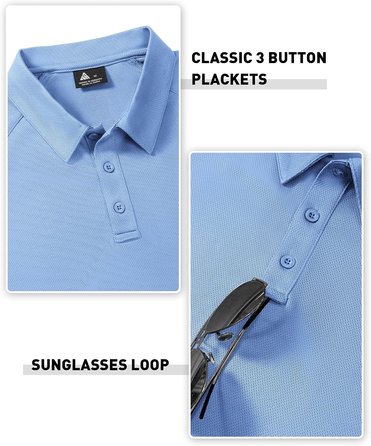 image:imageZITY 3 Pack Mens Polo Shirts Short Sleeve Performance Moisture Wicking Business Casual Athletic Collared Golf Shirts for MenWhitenavylight Blue