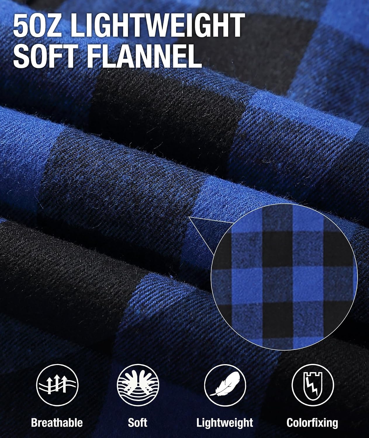 image:imageZITY 5 Pack Mens Flannel Hoodie Shirts Button Down Long Sleeve Casual Stylish Plaid Hooded Shirt with PocketBlack White White Blue Navy White Navy Blue