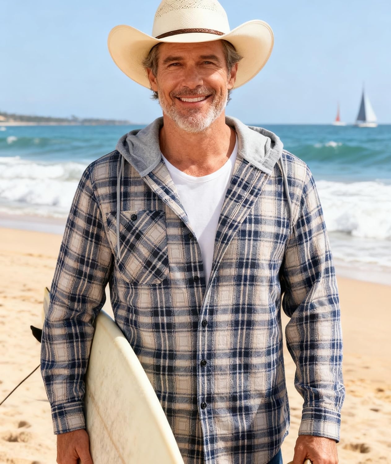 image:imageZITY 5 Pack Mens Flannel Hoodie Shirts Button Down Long Sleeve Casual Stylish Plaid Hooded Shirt with PocketBlack White White Blue Navy White Navy Blue
